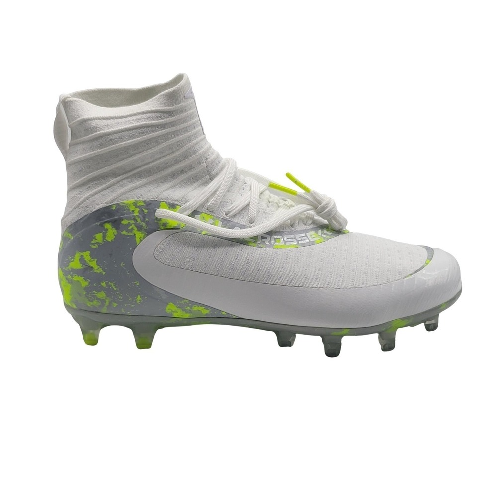 Under Armour Highlight LAX MC Men's 8 White‎ Grey Green Camo Cleats 3028659